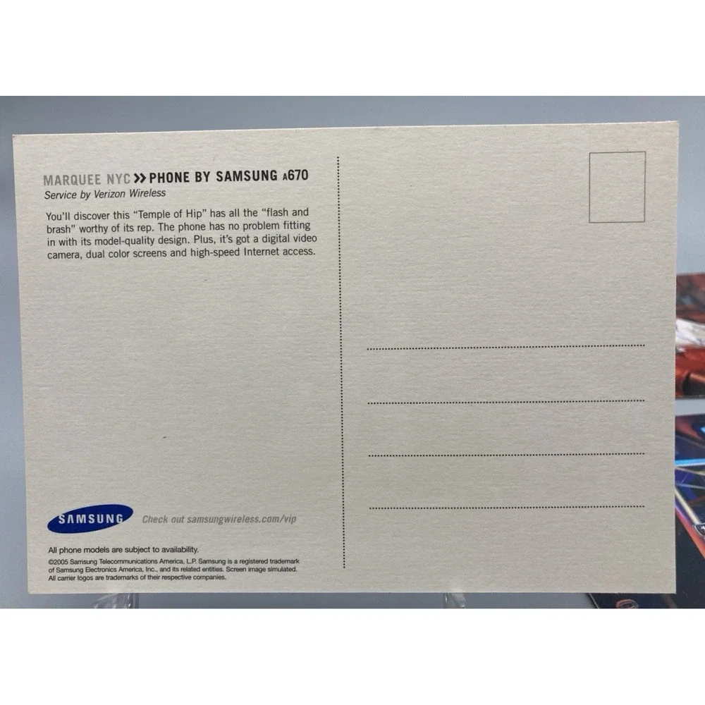 Vintage 2005 flip cell phone advertising postcards Samsung club scenes Marquee